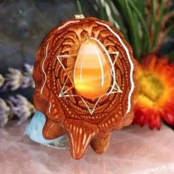 TEP Pendants Carnelian With Gold Merkaba