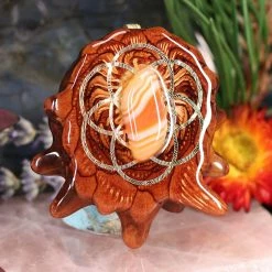 TEP Pendants Carnelian With Gold Seed Of Life 7 TEP Pendants Carnelian With Gold Seed Of Life