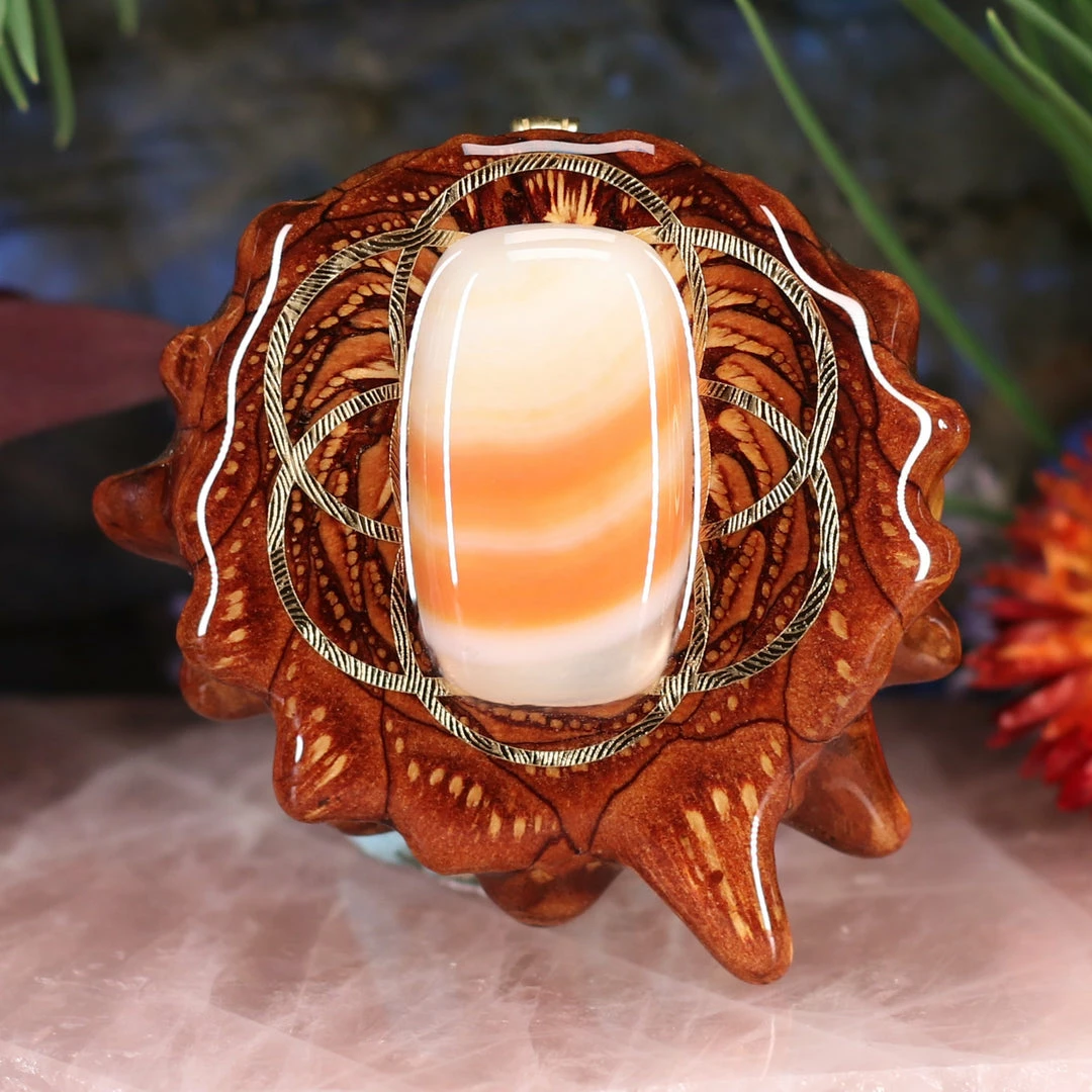 TEP Carnelian With Gold Seed Of Life Pendants 3 TEP Carnelian With Gold Seed Of Life Pendants