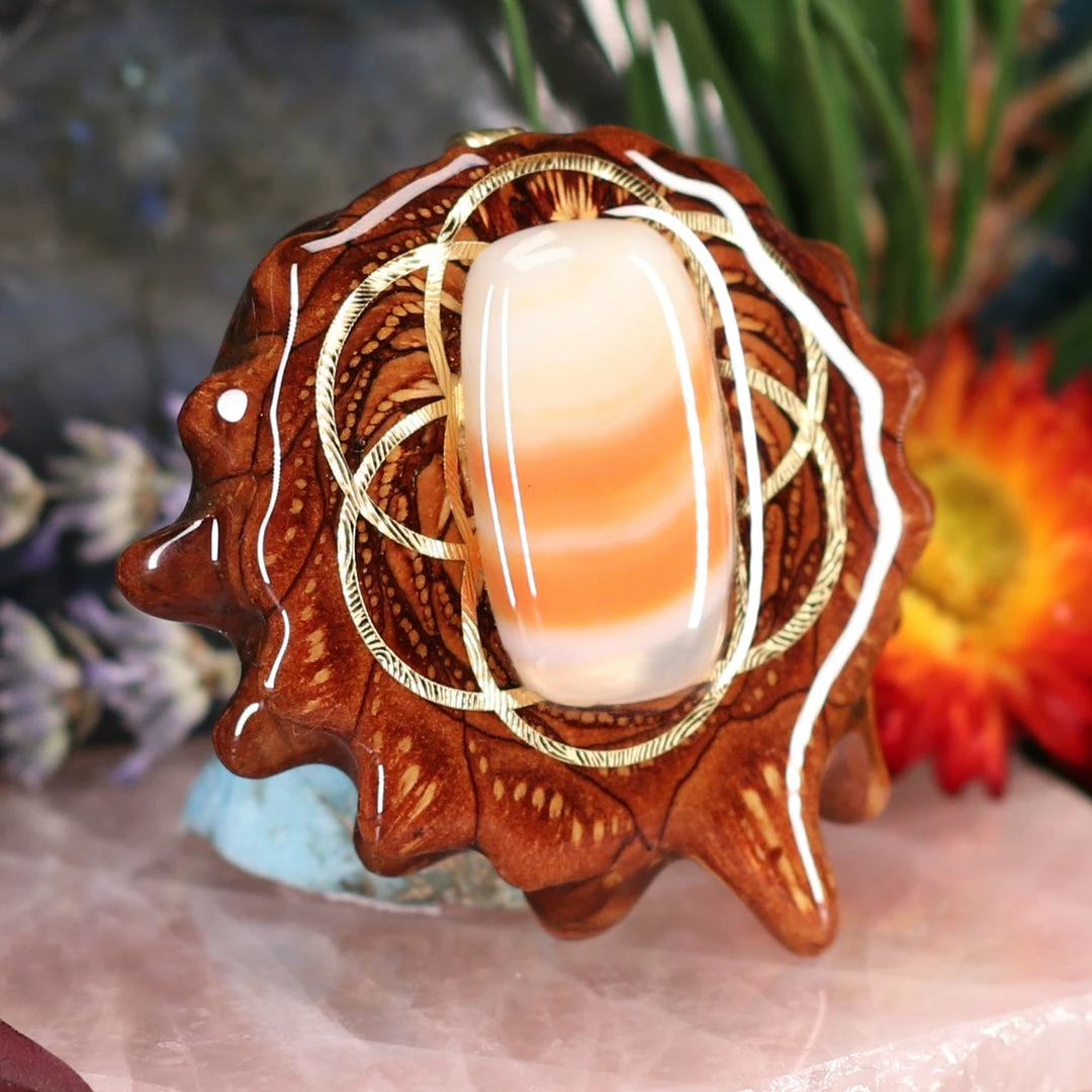 TEP Carnelian With Gold Seed Of Life Pendants 5 TEP Carnelian With Gold Seed Of Life Pendants