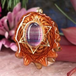 TEP Pendants Fluorite With Gold Merkaba 6 TEP Pendants Fluorite With Gold Merkaba