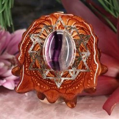 TEP Fluorite With Gold 64 Star Tetrahedron Pendants