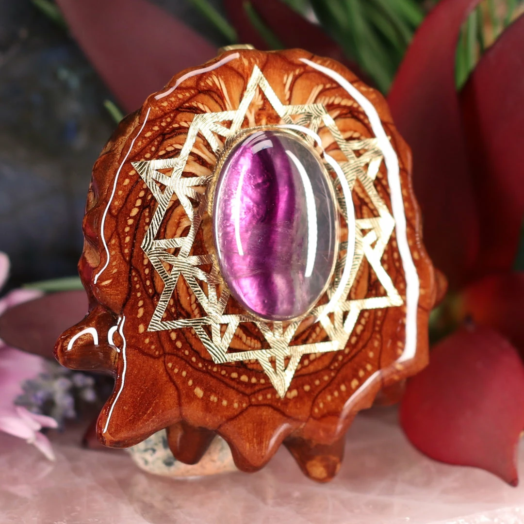 TEP Fluorite With Gold 64 Star Tetrahedron Pendants 5 TEP Fluorite With Gold 64 Star Tetrahedron Pendants