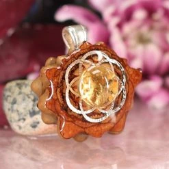 TEP Citrine With Silver Seed Of Life Pendants