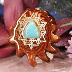 TEP Pendants Amazonite With Gold 64 Star Tetrahedron