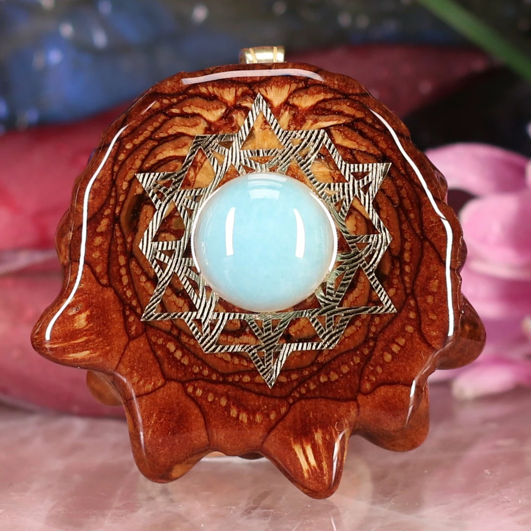 TEP Amazonite With Gold 64 Star Tetrahedron Pendants 3 TEP Amazonite With Gold 64 Star Tetrahedron Pendants