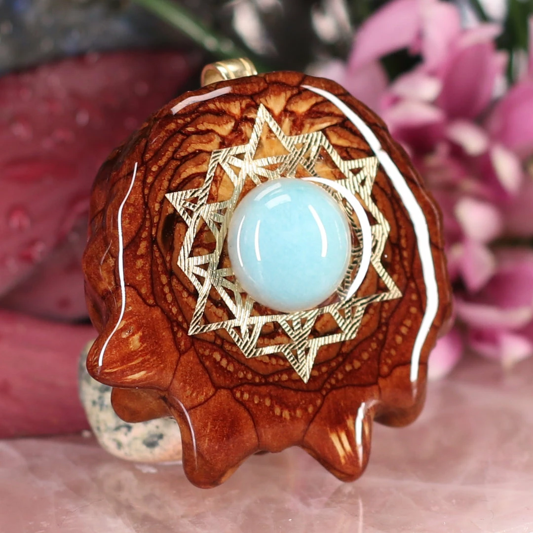 TEP Amazonite With Gold 64 Star Tetrahedron Pendants 5 TEP Amazonite With Gold 64 Star Tetrahedron Pendants