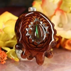 TEP Pendants Ammolite With Silver Sri Yantra 7 TEP Pendants Ammolite With Silver Sri Yantra
