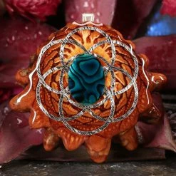 TEP Pendants Green Paua Shell With Silver Seed Of Life