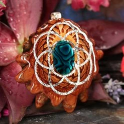 TEP Pendants Green Paua Shell With Silver Seed Of Life