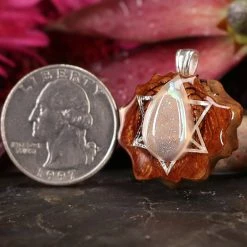 TEP Pendants White Druzy Quartz With Silver Merkaba