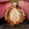 TEP Pendants White Druzy Quartz With Gold Sri Yantra