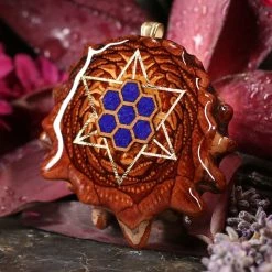 TEP Pendants Cosmic Honeycomb With Gold Merkaba