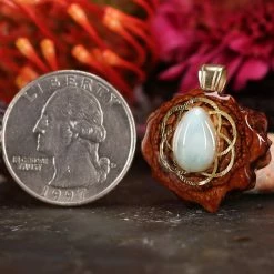 TEP Larimar With Gold Seed Of Life Pendants