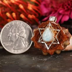 TEP Larimar With Silver Merkaba Pendants