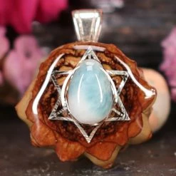 TEP Larimar With Silver Merkaba Pendants