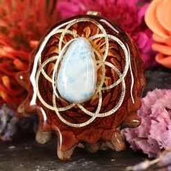 TEP Pendants Larimar With Gold Seed Of Life