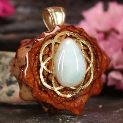 TEP Larimar With Gold Seed Of Life Pendants