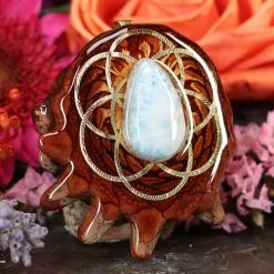 TEP Pendants Larimar With Gold Seed Of Life