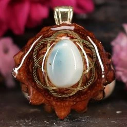 TEP Pendants Larimar With Gold Seed Of Life