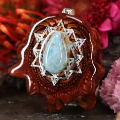 TEP Pendants Larimar With Silver 64 Star Tetrahedron