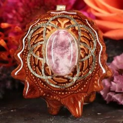 TEP Pendants Lepidolite With Gold Seed Of Life