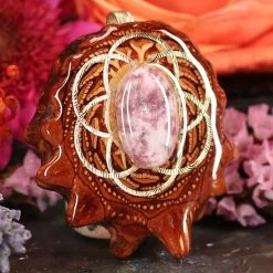 TEP Pendants Lepidolite With Gold Seed Of Life