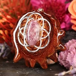 TEP Lepidolite With Silver Seed Of Life Pendants