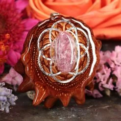 TEP Lepidolite With Silver Seed Of Life Pendants