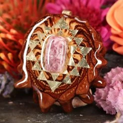 TEP Pendants Lepidolite With Gold Sri Yantra 6 TEP Pendants Lepidolite With Gold Sri Yantra