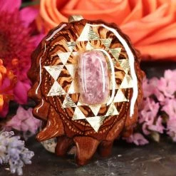 TEP Pendants Lepidolite With Gold Sri Yantra 7 TEP Pendants Lepidolite With Gold Sri Yantra