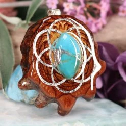 TEP Blue Mohave Turquoise With Silver Seed Of Life Pendants