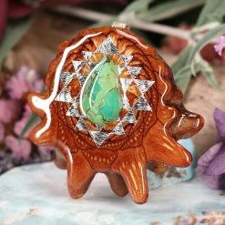 TEP Pendants Green Mohave Turquoise With Silver Sri Yantra