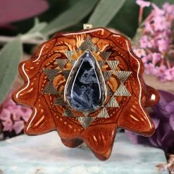 TEP Blue Pietersite With Gold Sri Yantra