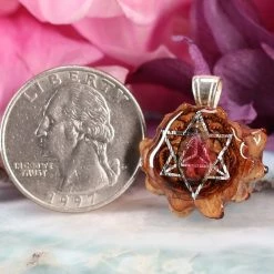 TEP Pendants Watermelon Tourmaline With Silver Merkaba