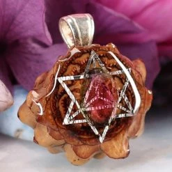 TEP Pendants Watermelon Tourmaline With Silver Merkaba