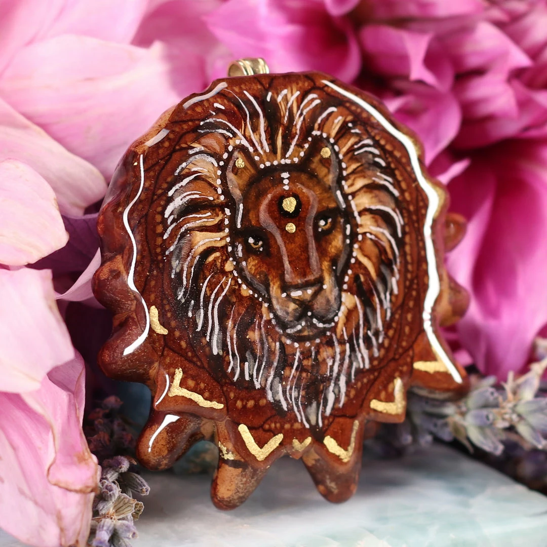 TEP Pendants Painted Lion 5 TEP Pendants Painted Lion