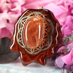 TEP Red Sunstone With Gold Flower Of Life