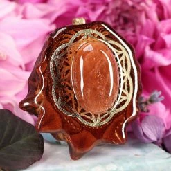 TEP Red Sunstone With Gold Flower Of Life