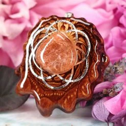 TEP Red Sunstone With Silver Seed Of Life