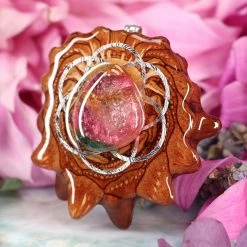 TEP Watermelon Tourmaline With Silver Seed Of Life Pendants