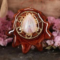 TEP Moonstone With Gold Cube Of Metaron Pendants