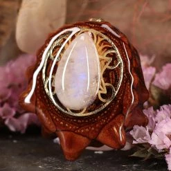 TEP Moonstone With Gold Cube Of Metaron Pendants