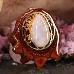 TEP Moonstone With Gold Cube Of Metaron Pendants