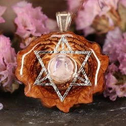 TEP Moonstone With Silver Merkaba Pendants