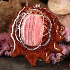 TEP Rhodochrosite With Silver Seed Of Life Pendants