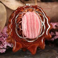 TEP Rhodochrosite With Silver Seed Of Life Pendants 7 TEP Rhodochrosite With Silver Seed Of Life Pendants