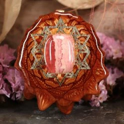 TEP Pendants Rhodochrosite With Gold 64 Star Tetrahedron
