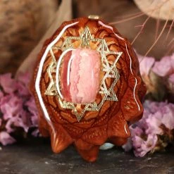 TEP Pendants Rhodochrosite With Gold 64 Star Tetrahedron
