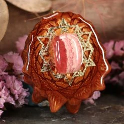 TEP Pendants Rhodochrosite With Gold 64 Star Tetrahedron